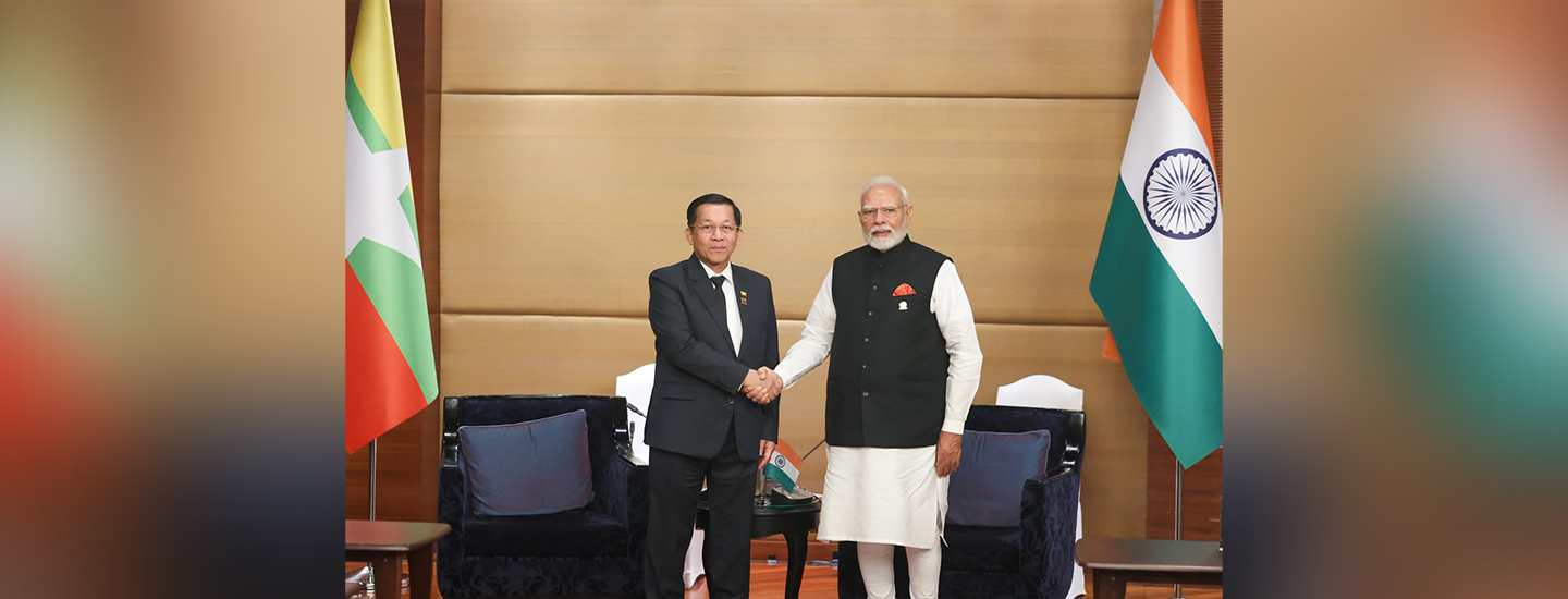  Hon'ble Prime Minister Narendra Modi meeting with Senior General Min Aung Hlaing on the sidelines of the BIMSTEC Summit in Bangkok on 4th April  2025