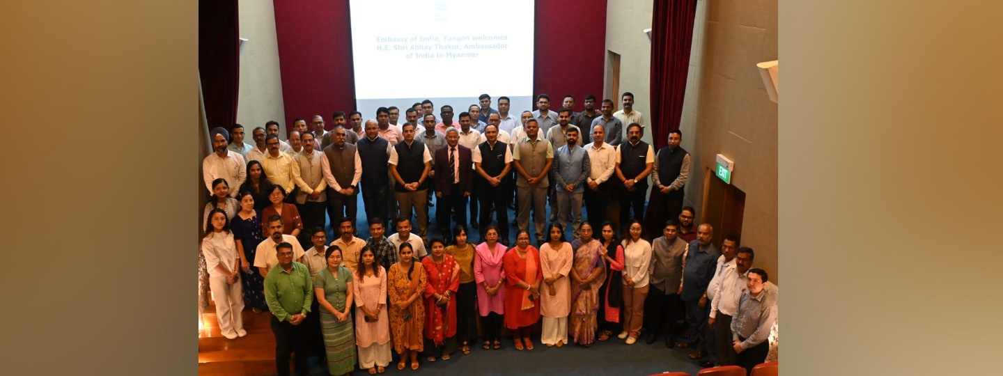  Ambassador Abhay Thakur met the entire Embassy team comprising of personnel from India and Myanmar on 2 May 2024 at the India Centre.